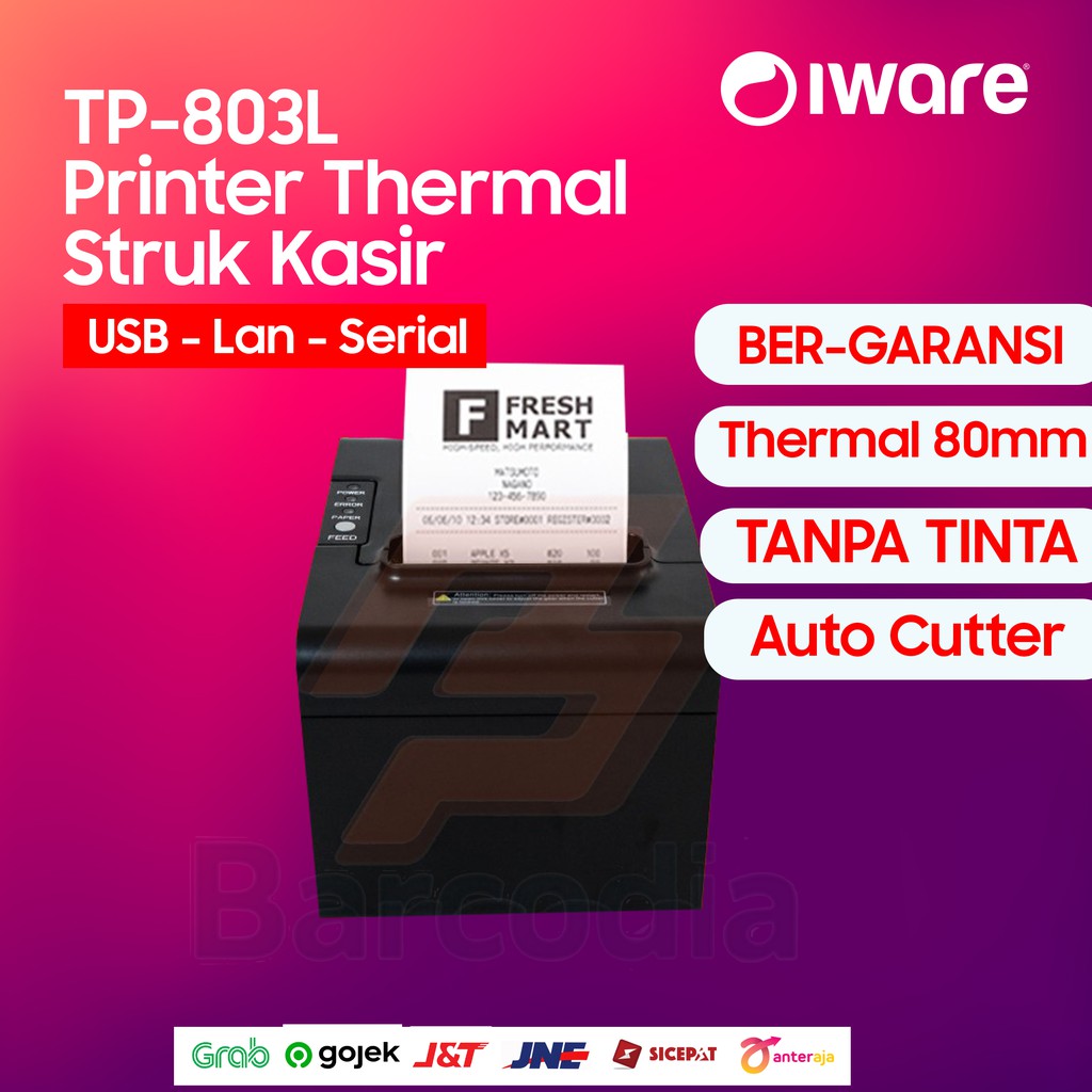 Printer Thermal 80mm Printer Kasir Auto Cutter IWARE TP-803L USB/LAN/SERIAL (AutoCutter)