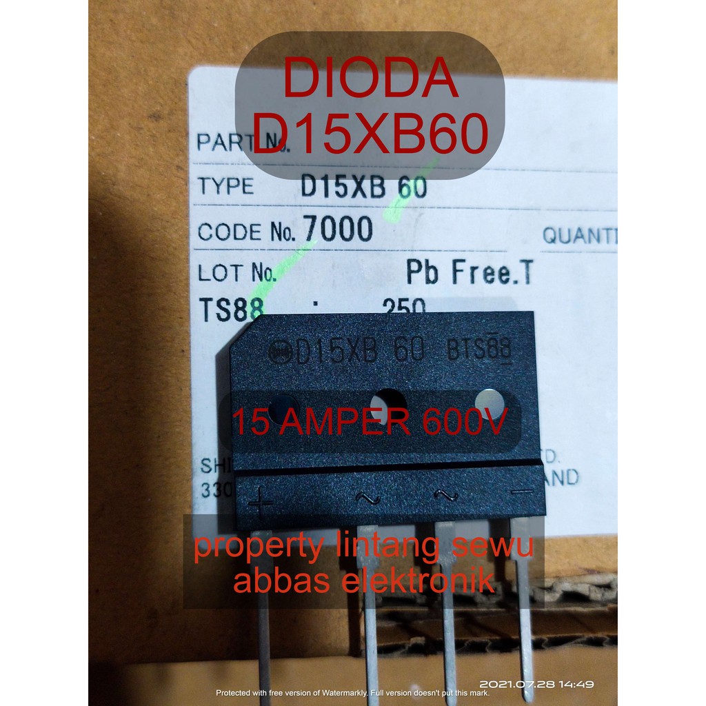 DIODA SISIR D15XB60 15XB 60 15 A 600V BRIDGE