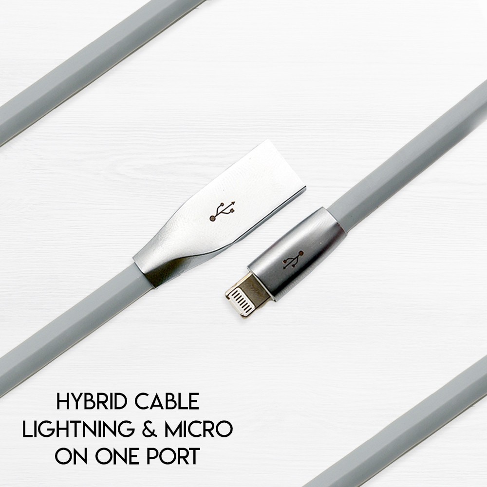 KABEL ROMOSS ROLINK HYBRID 2 IN 1 MICRO  USB &amp; LIGHTNING KABEL DATA MICRO DAN IPHONE LIGHTNING