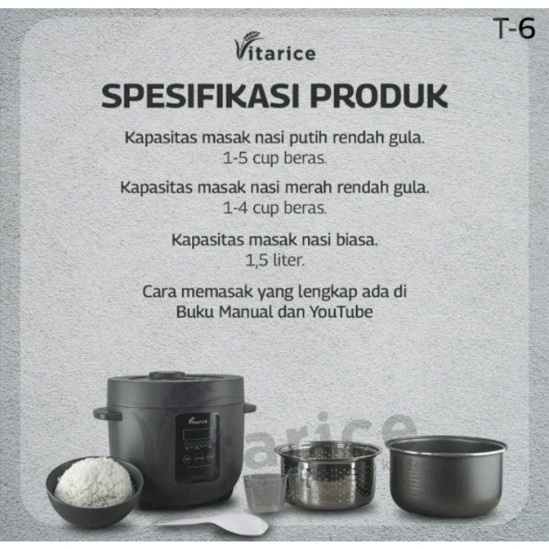 Vitarice T6 low carbo rice cooker/low  sugar
