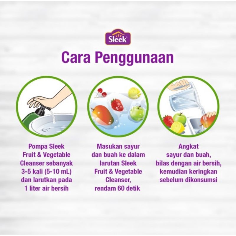 Sleek Fruit &amp; Vegetables Cleanser 320 ml/Sabun Pembersih Buah &amp; Sayuran Sleek