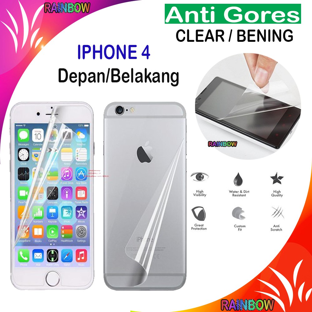 Anti Gores Untuk Iphone 4G / Iphone 4 Back / Iphone 4 Depan / Belakang / Iphone 4G Japan Screenguard HP AntiGores Handphone