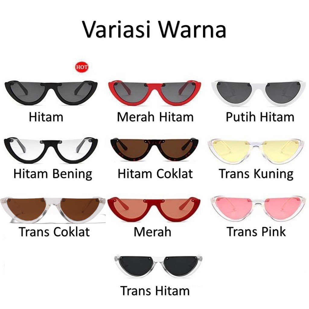 MM - Kacamata Hitam Wanita Pria Kacamata Oval Kode 8066 Half Frame Sunglasses-4