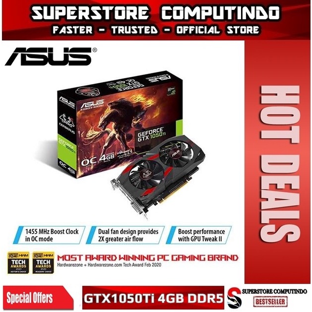 VGA ASUS Cerberus Geforce GTX 1050 Ti OC 4GB DDR5