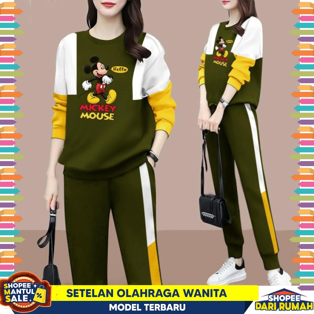 SETELAN OLAHRAGA SENAM WANITA ONE SET SPORTY SEPEDA GOWES JOGING MUSLIM Baju Olahraga Wanita Musli