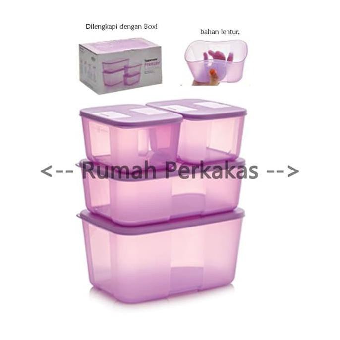 Tupperware Freezermate Set Ungu 4pcs FREE BOX