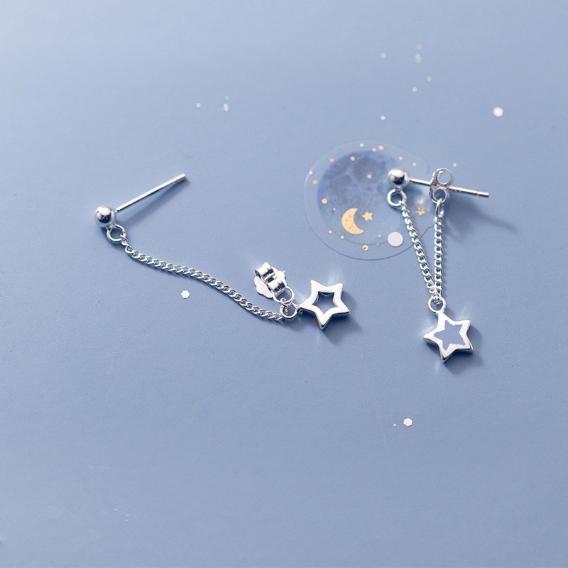 We Flower Anting Rantai Rumbai Menjuntai Bahan S925 Silver Bentuk Bintang Gaya Korea Untuk Wanita
