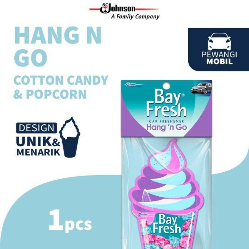 BAYFRESH HANG N GO 17ML,BAYFRESH PARFUM MOBIL GANTUNG COTTON CANDY/POPCORN.