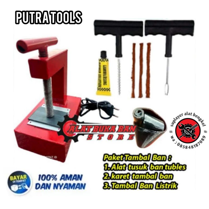 Alat Tambal ban elektrik Tambal ban tubles motor bonus cukil kompon (sepaket)