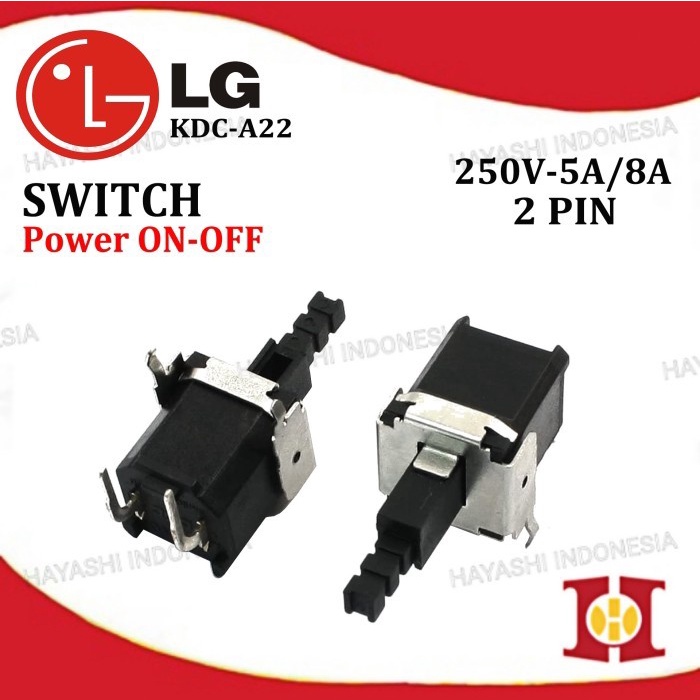 Saklar TV LG Power On Off Push Button Switch KDC A22 2 Pin Bengkok