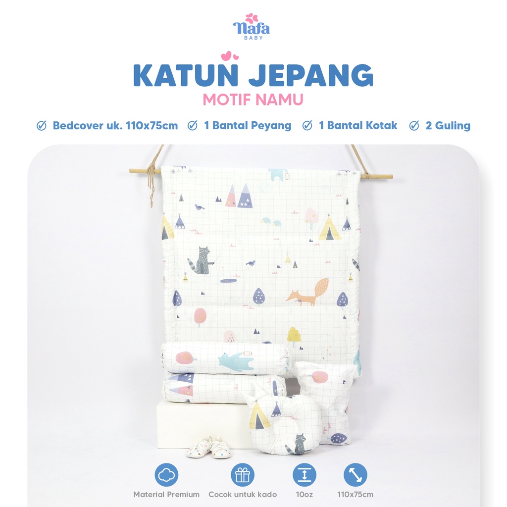 NAFA BABY - Premium Bedcover Bayi Bantal Guling | Katun Jepang | Alas Tidur Selimut Bayi Lembut Adem