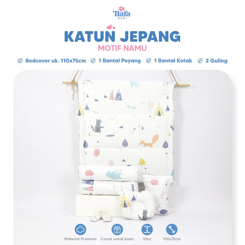 NAFA BABY - Bedcover Bayi Bantal Guling | Katun Jepang dan Sutra Tencel