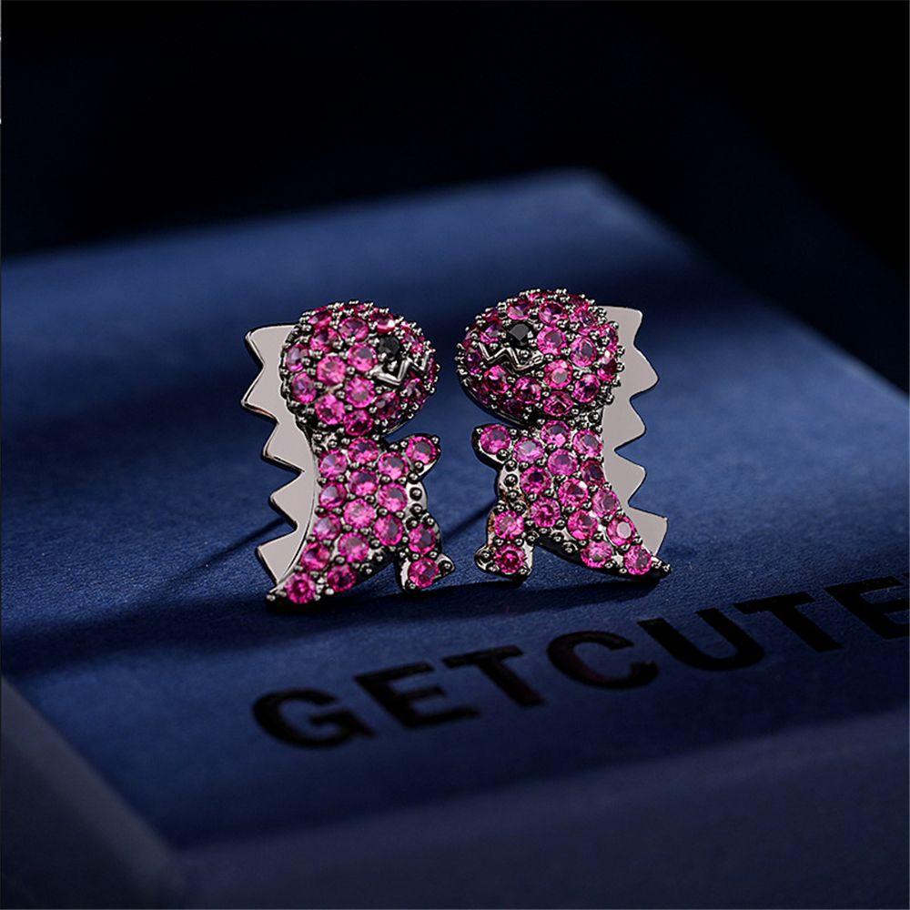 R-bunga Berlian Imitasi Anting Perhiasan Bersinar Fashion Berlian Stud Earrings