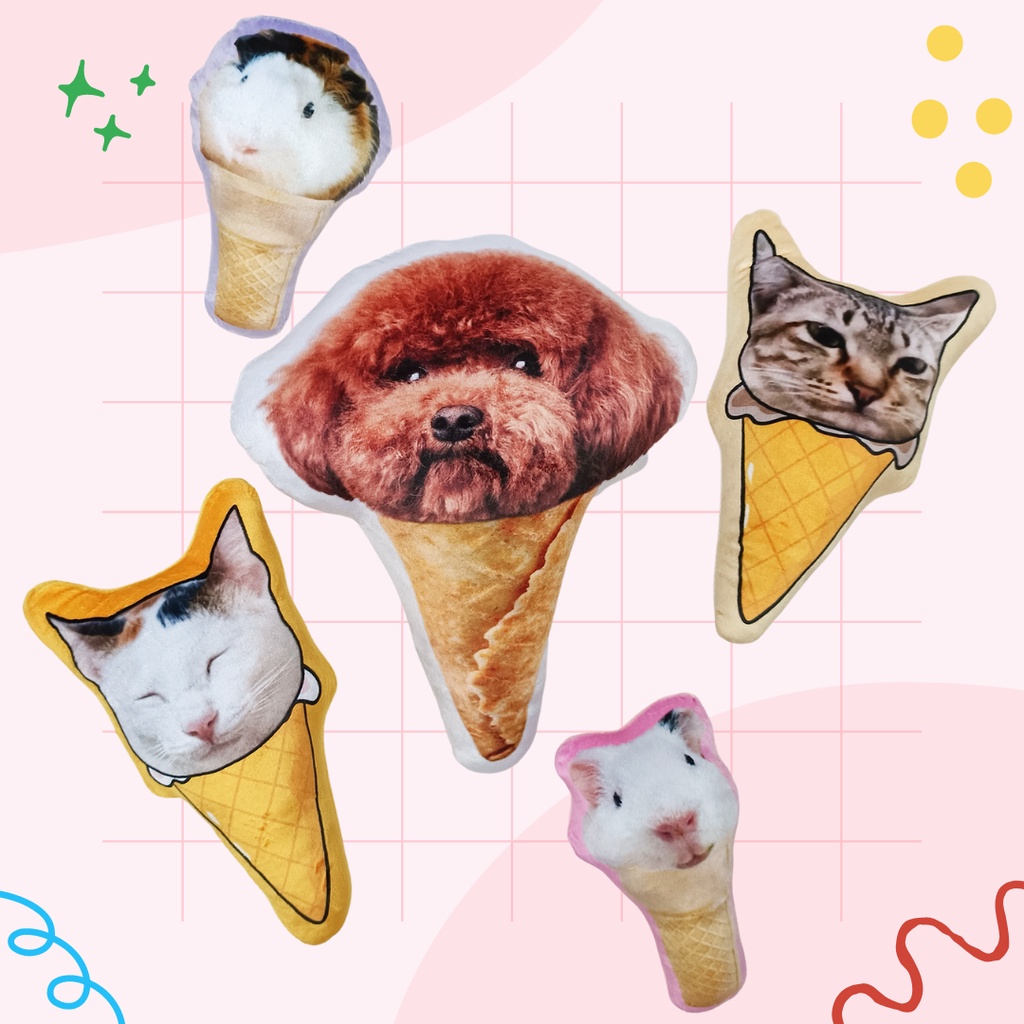 Custom Bantal Eskrim Smushy Woof Bisa Custom Gambar Apapun / Custom Bantal Ice Cream / Custom Bantal