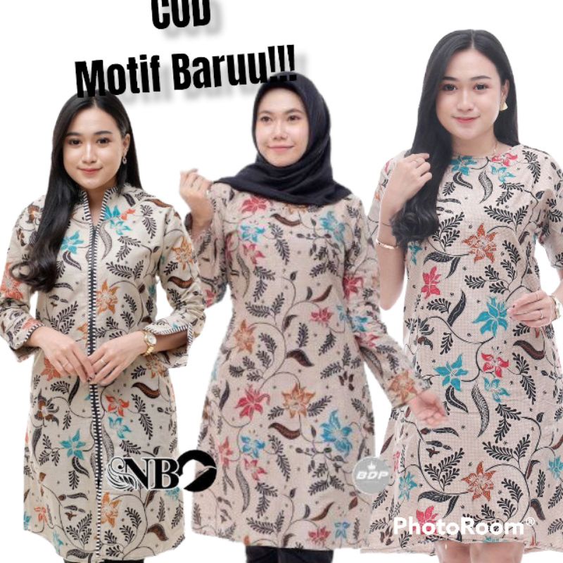 TOP Atasan Wanita Tunik Dress Batik / Tunik Batik Kekinian Modern Jumbo Ld 120