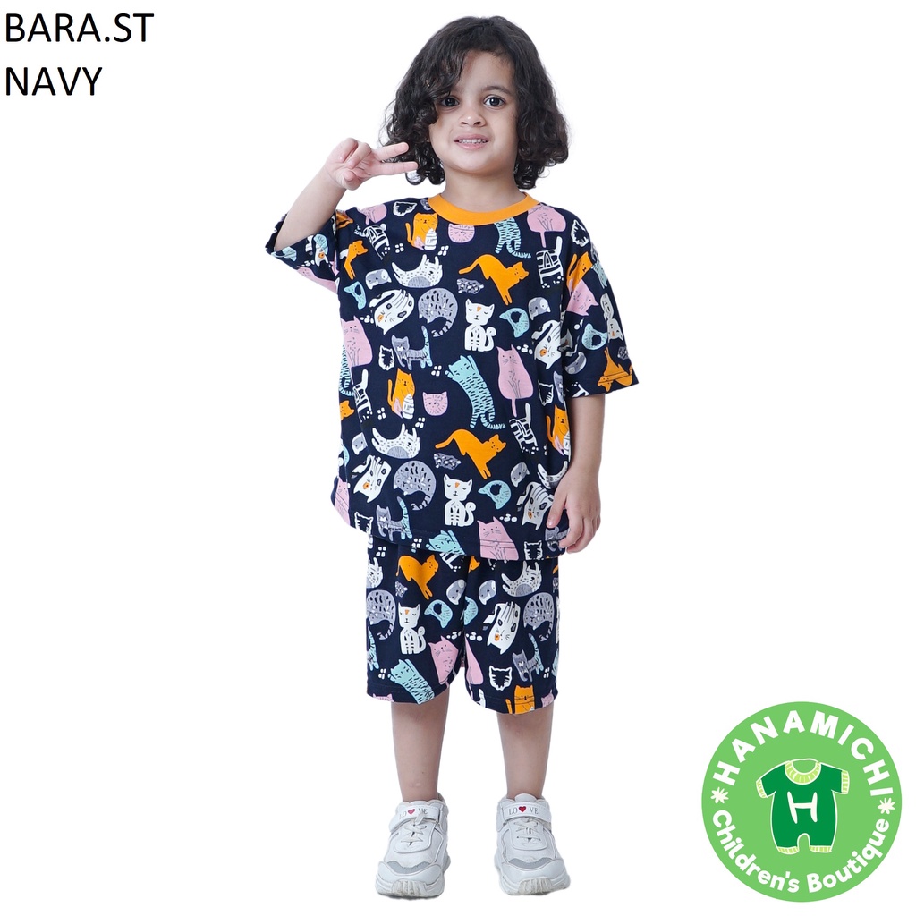 Hanamichi BARA.ST Setelan Anak Lengan Pendek Motif Print