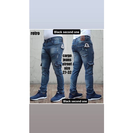 celana jeans cargo panjang pria terbaru cargo jeans cowo original black second termurah celana jeans
