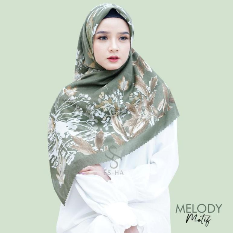{MW.06No21n} Jilbab Hijau Segi Empat MOTIF ARMY BUNGA MELODY
