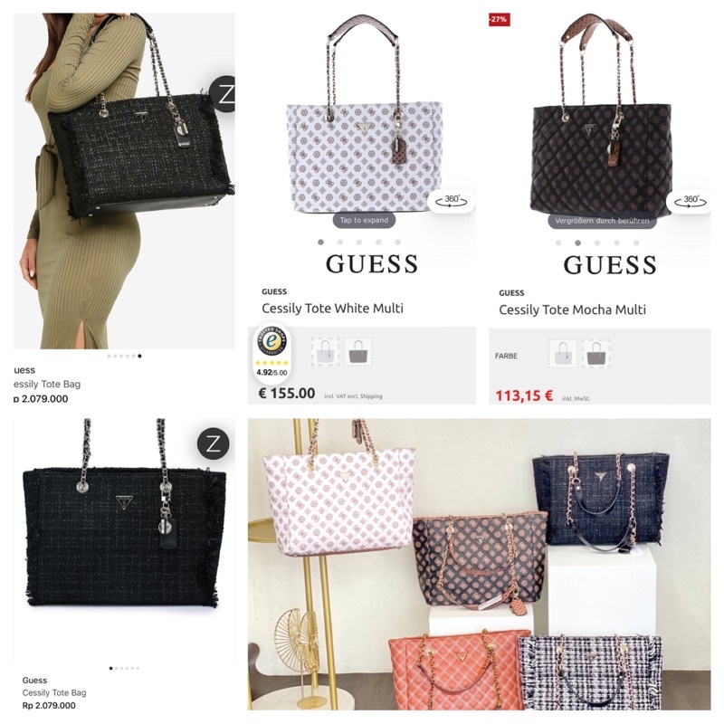 GUESS CESSILY TAG DETAIL TOTE