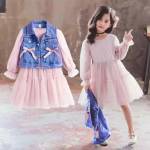 [Dress Rompi 587 RO]Dress anak perempuan hyget combi tile varian warna