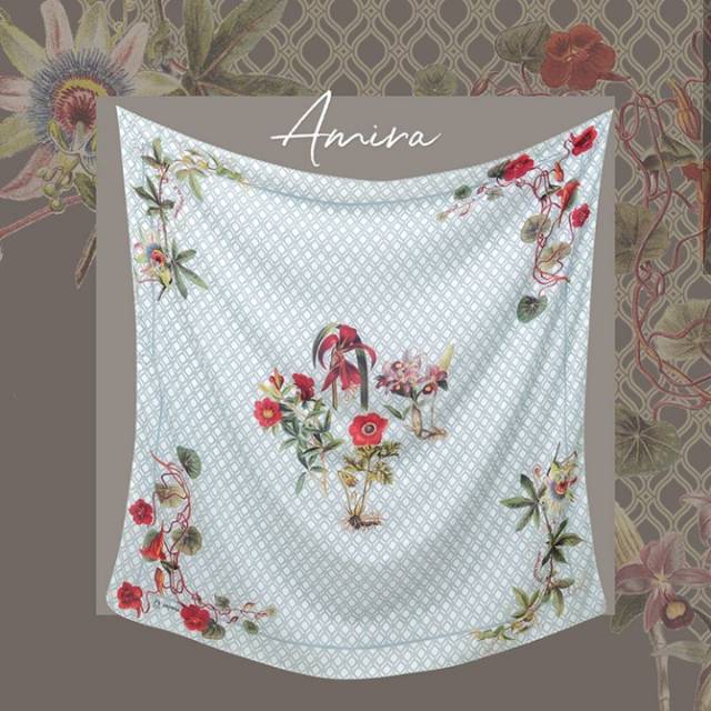 NEW Amira Blue Green Printed Tencel Voal Scarf Zayana Hijab