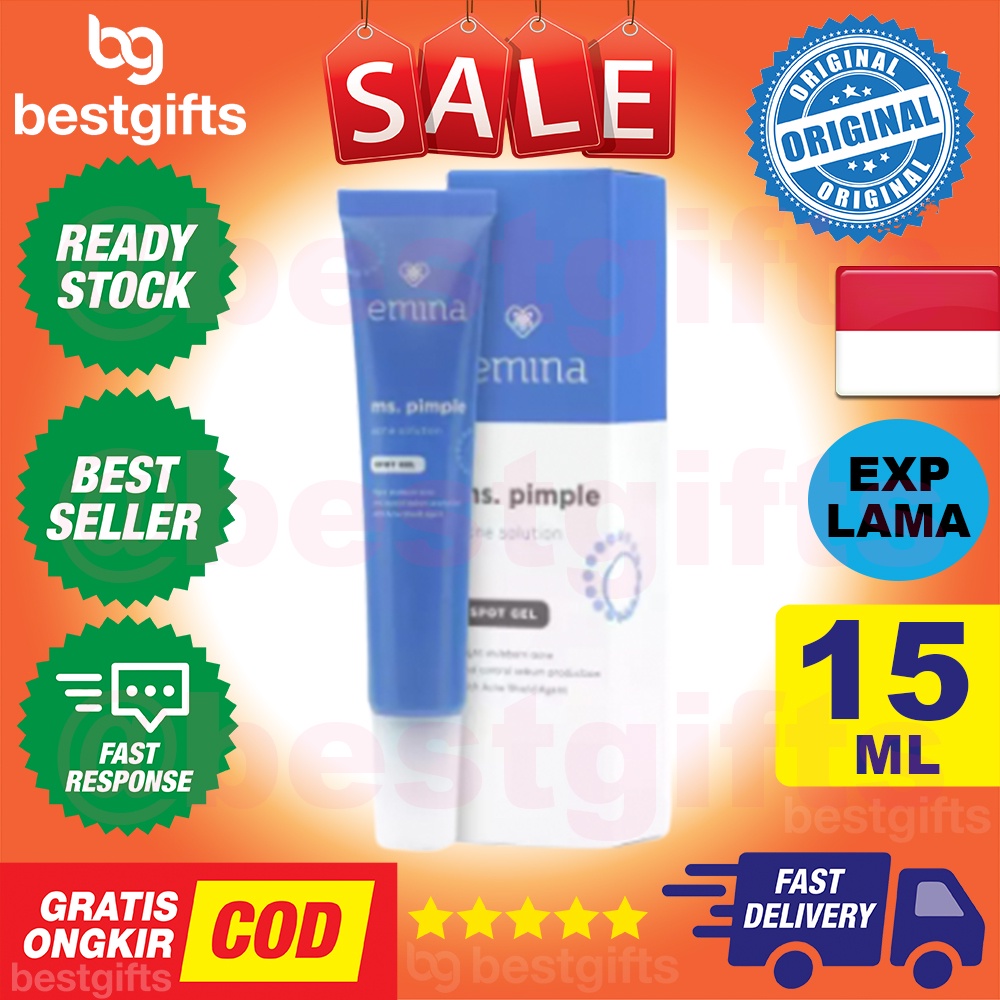 EMINA MS PIMPLE ACNE SOLUTION SPOT GEL PERAWATAN KULIT WAJAH BERJERAWAT MUKA JERAWAT KEMERAHAN 15 ML