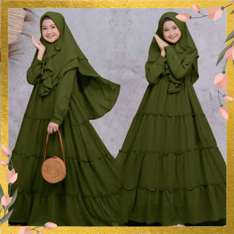 Gamis Anak 12 13 14 Tahun-Gamis Anak Syari Susun Aina Kid Bahan Moscrepe New Trend