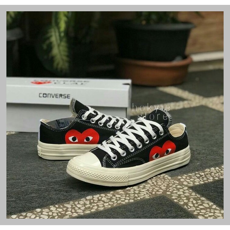 CONVERSE ORIGINAL CDG PLAY LOW BLACK PREMIUM QUALITY TERMURAH/ SEPATU CONVERSE CDG PLAY BLACK LOW