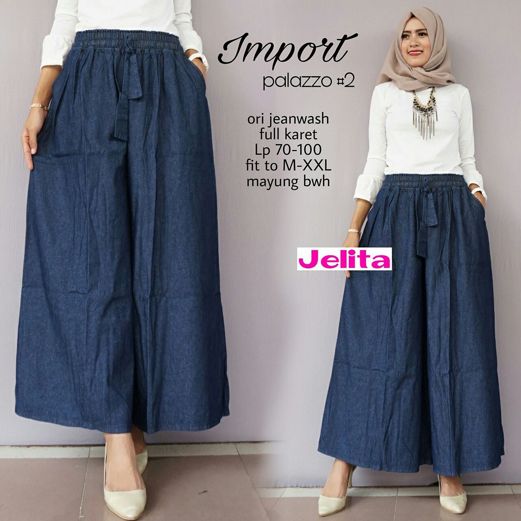 UMMI import palazo | kulot payung jeans | kulot lebar | jumbo bigsize