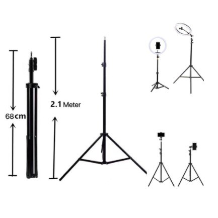 PAKET TRIPOD RING LIGHT LED 26CM Lampu 26 cm Make Up Vlog Lampu Ringlight Tripod - SOSOYO