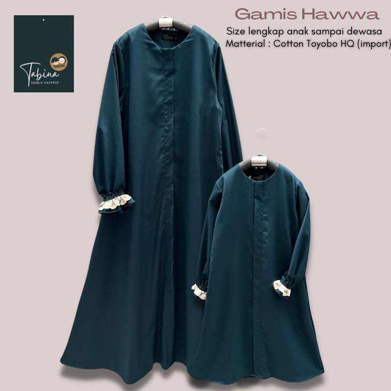 Gamis Anak dan Remaja Bisa Couple Tabina Seri Hawwa Katun Toyobo mix usia 2 tahun hingga Dewasa XXL