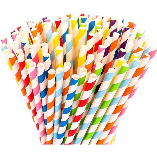 1pak isi 25 sedotan kertas paper straw party sedotan kekinian