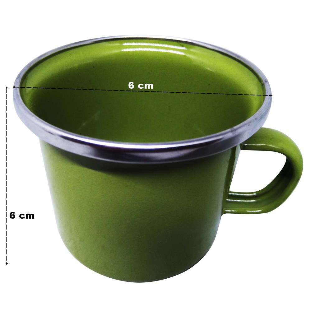 Mug Gelas Enamel Unik 6 cm - Gelas Warna Hijau / Gelas Enamel / Gelas Unik / Mug Unik