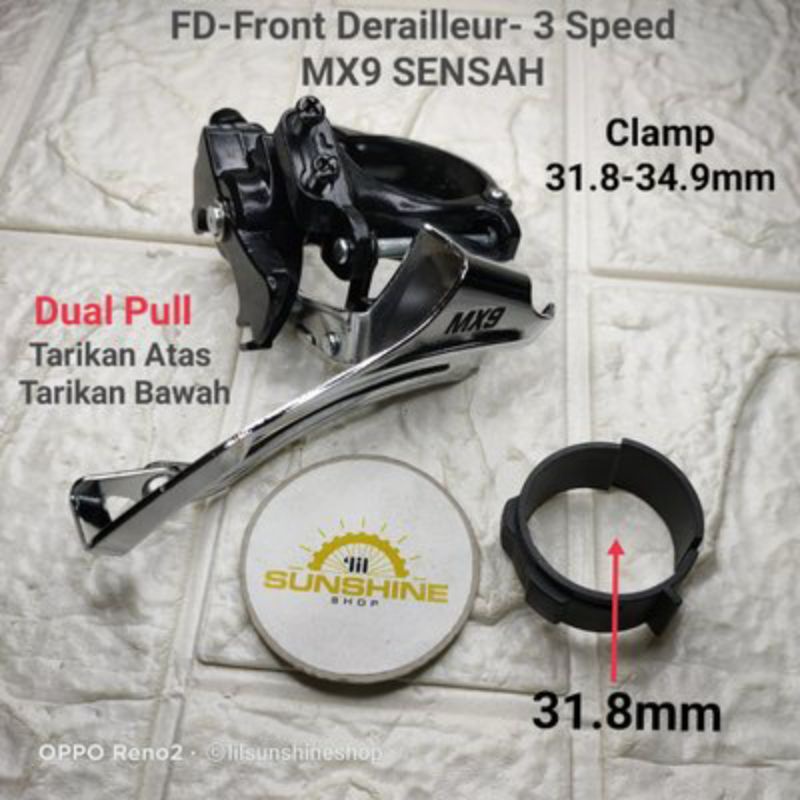 FD Front Derailleur Kapalan 3 Speed MX9 SENSAH Dual pull Low Clamp 31.8-34.9mm