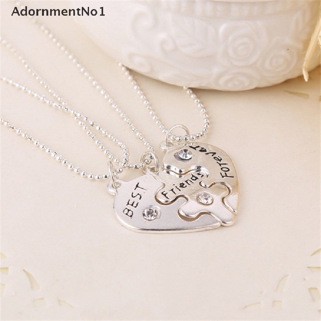 (AdornmentNo1) Kalung Rantai Dengan Liontin Hati Motif Tulisan Best Friends Untuk Wanita