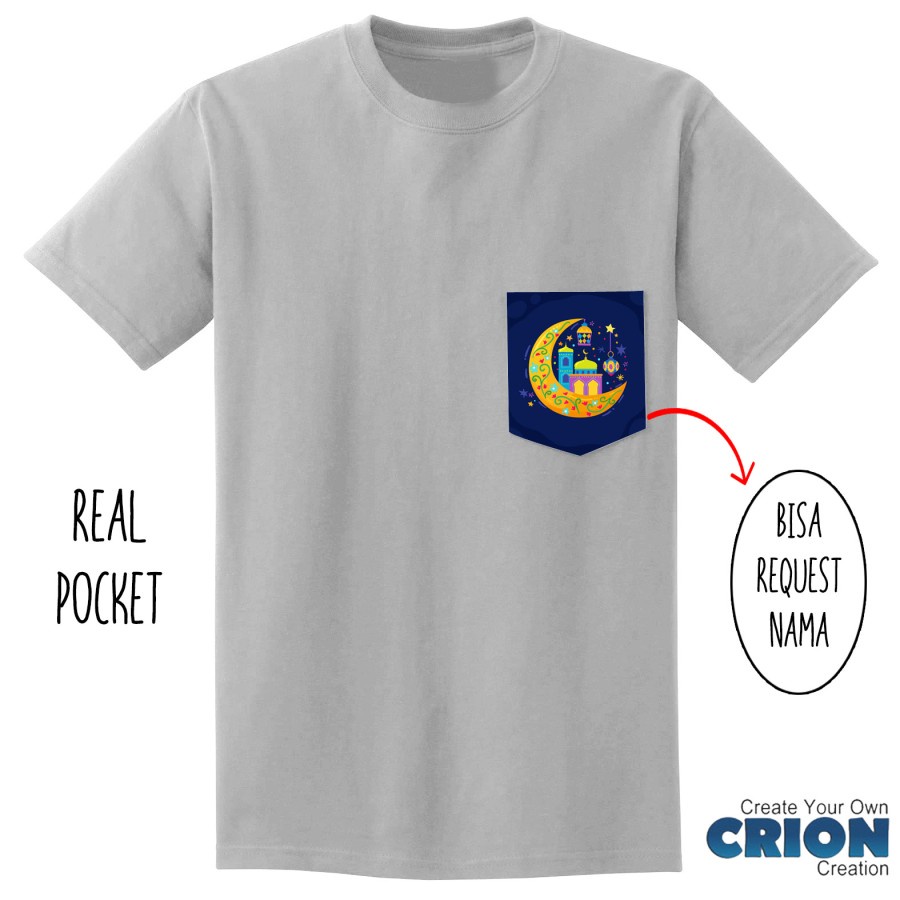 Crion Pocket Tees - Kaos Kantong Islamic Bisa Request Nama/Kata Motif