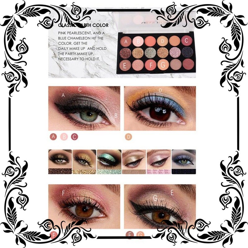 Perawatan Kecantikan Miss Rose 12 Color Eyeshadow6 Color Glitter 7001-082M1