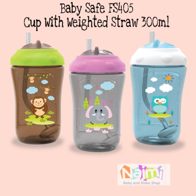 Baby Safe FS405 Cup Weighted Straw 300ml (Botol minum sedotan anak/bayi dgn pemberat)