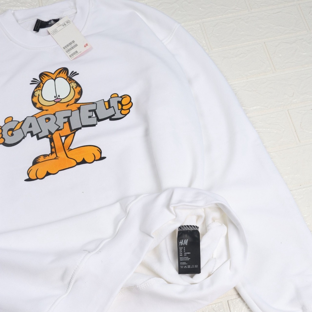 JAKET SWEATER CREWNECK GARFIELD SIMPLE UNISEX GOOD QUALITY