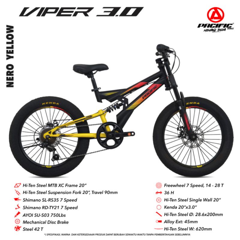 BICYCLE MTB/GUNUNG/SEPEDA ANAK 20 INCH VIPPER PACIFIC