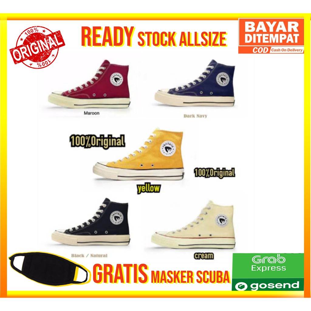 Sepatu VENTELA 70s HIGH BLACK NATURAL / NATURAL GUM / CREAM / YELLOW – Vantela Shoes Brand Lokal