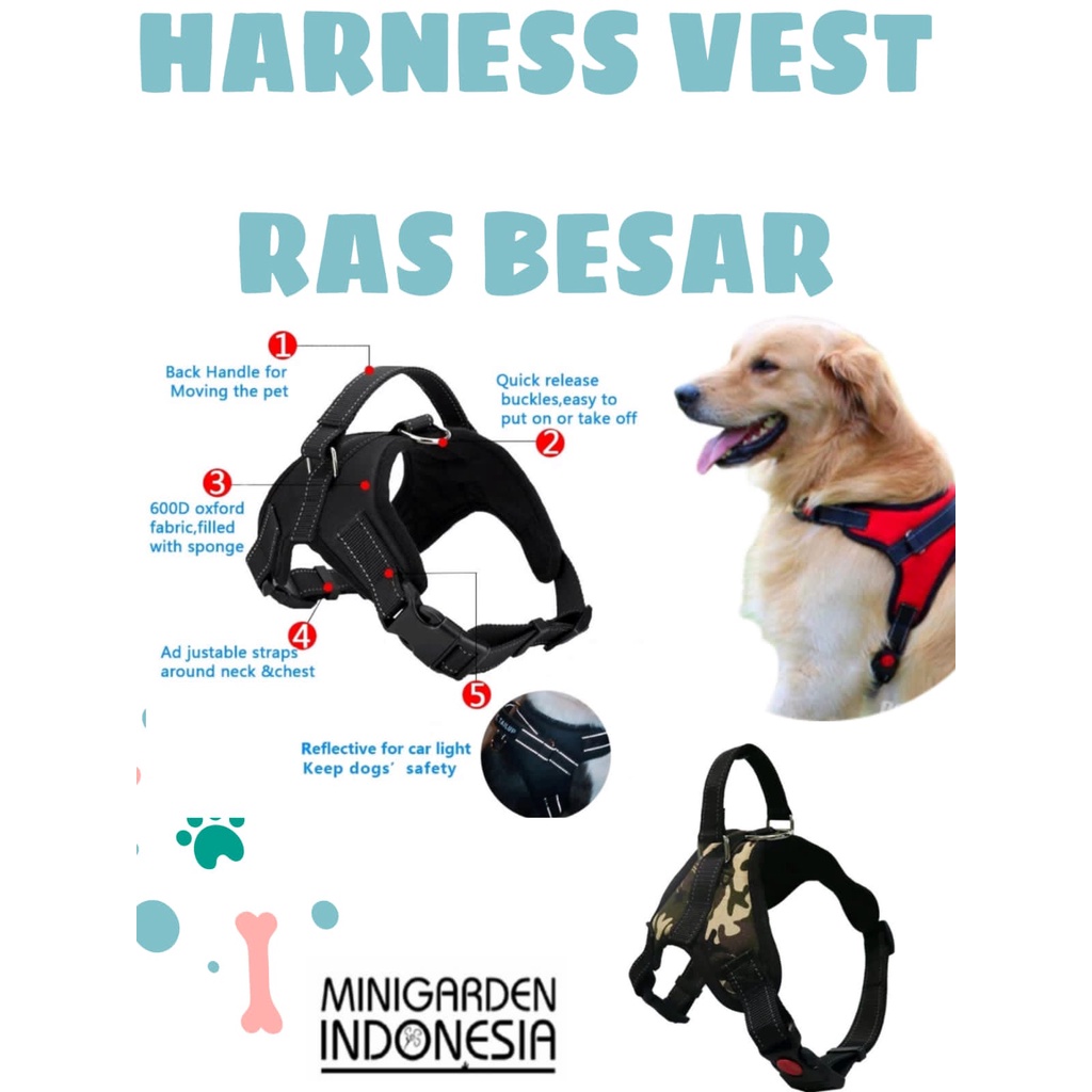 VEST HARNESS ANJING RAS BESAR medium large dog harness rompi anjing