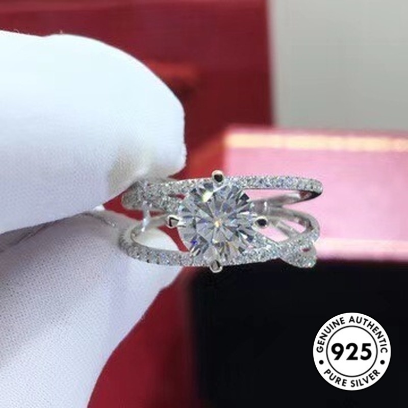 Cincin Berlian Bahan 925 Sterling Silver Untuk Wanita