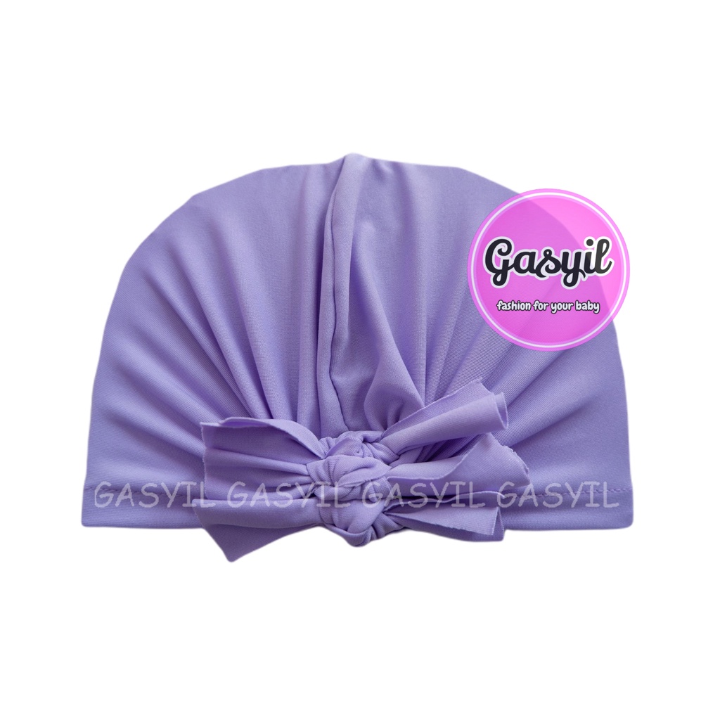 GASYIL Turban Bayi Ikat 3 / ciput baby non anting / topi anak perempuan-Ungu Muda