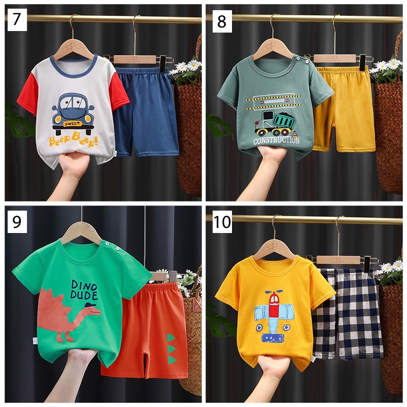 PREMIUM QUALITY Baju Bayi Kaos Anak Set Setelan Celana Lengan Pendek Laki Perempuan COD Import Tidur Jumper Tebal Tipis Fashion Atasan Bawahan