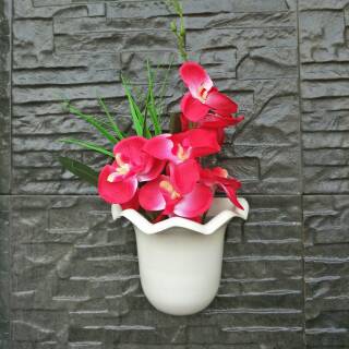 Set bunga plastik anggrek kain x1 mix rumput pvc dengan Set bunga plastik anggrek kain x1 mix rumput pvc dengan
