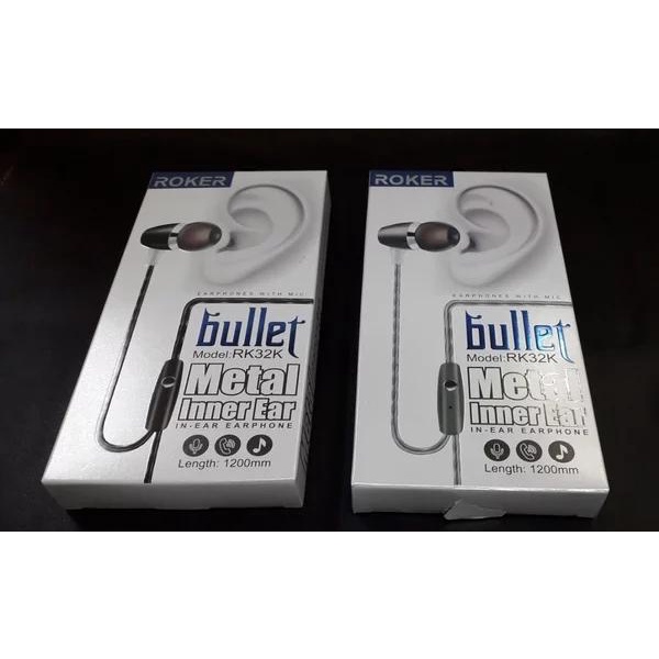 Handsfree ROKER BULLET RK32K EarSet Metal Inner Ear HeadSet with Microphone 3.5mm