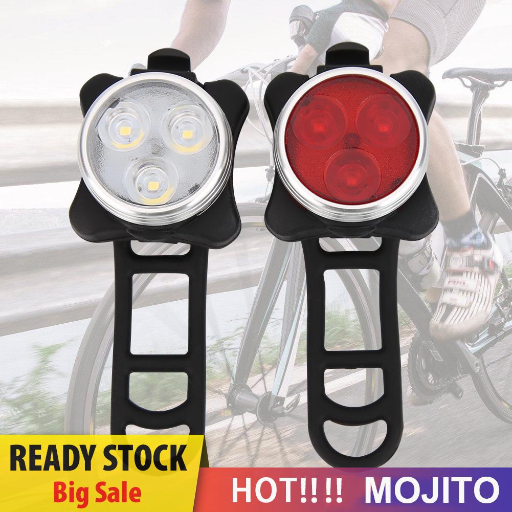 Set Lampu Depan + Belakang Sepeda Gunung Mtb Led Charge Usb