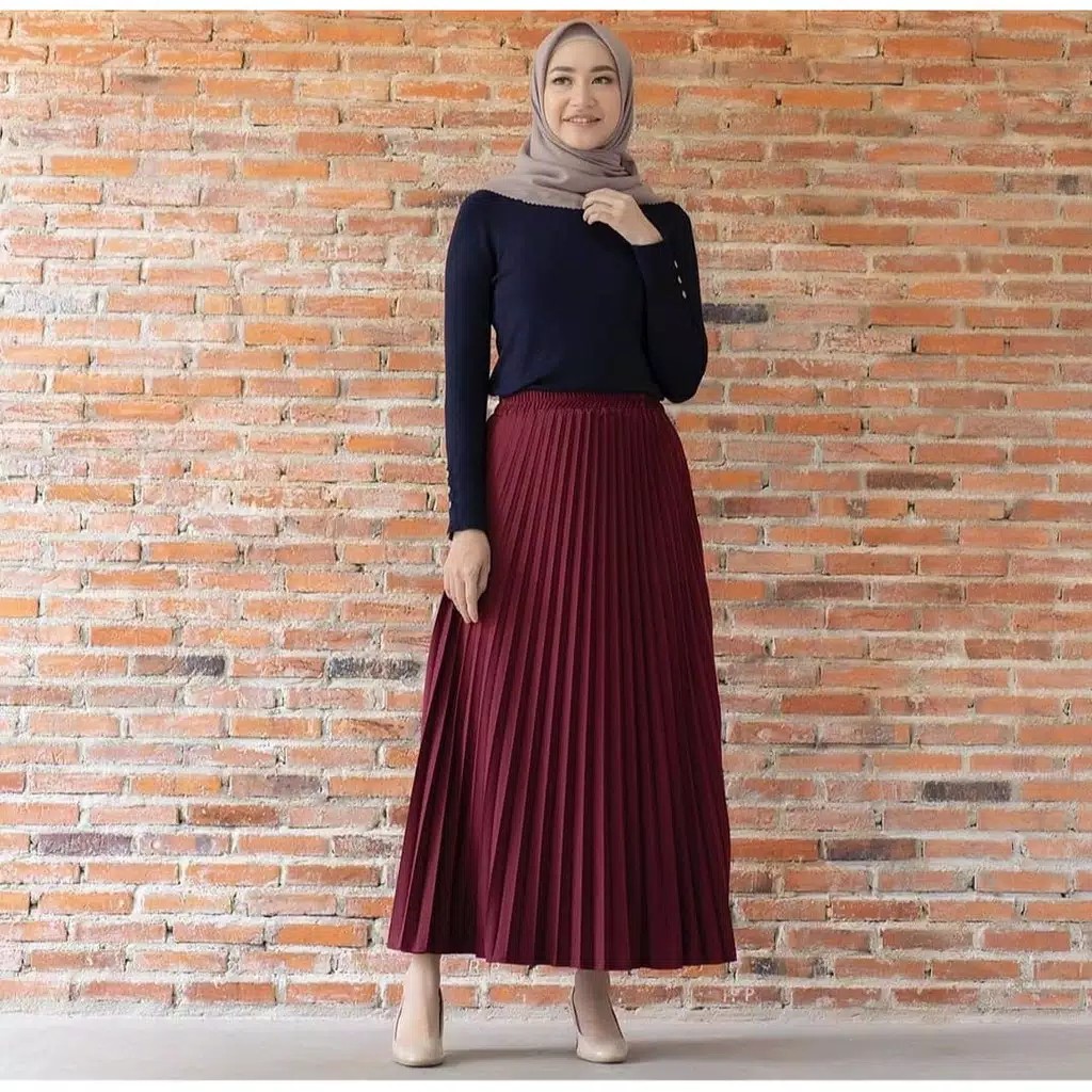 ROK PLISKET DEWASA PREMIUM//BAWAHAN WANITA//ROK PLISKET MAYUNG-maron