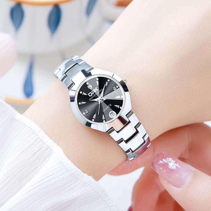 OPK Jam Tangan Wanita Anti Air Original Branded Cewek Anti Air  Kuarsa Stainless Steel Rantai Terbaru 2024 Model 8105-2